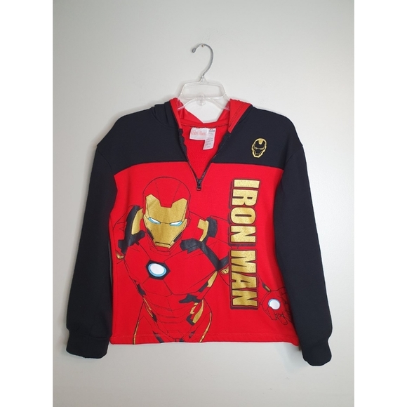 Marvel Other - Marvel Avengers Boy's Iron Man Hoodie, Size 14/16, Red Black Gold Pullover